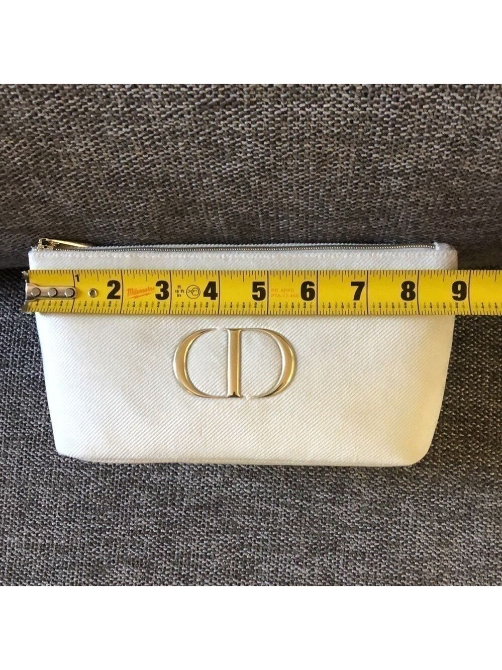 Dior Beauty Makeup Bag Pouch Off White Velvet Medium Makeup Bag Authentic - Picture 14 of 14